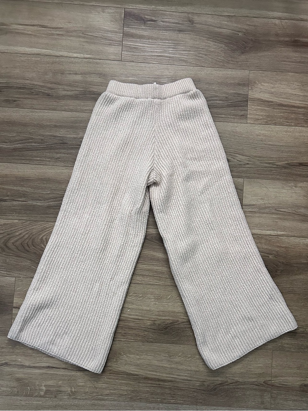 Wide-Leg Knit Pants for Women - Cream